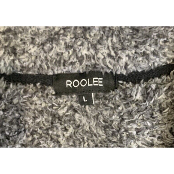 Roolee Fuzzy Fleece Sweatshirt Womens L Large Grey 1/4 Zip Pullover Sweater - Picture 5 of 10
